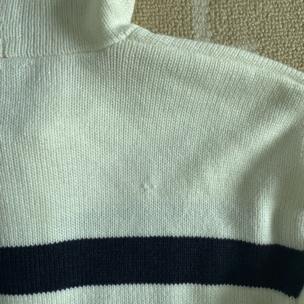 Garage Cropped Zip Hoodie Sweater Preppy Cream Navy Stripe Size XS - Picture 8 of 9